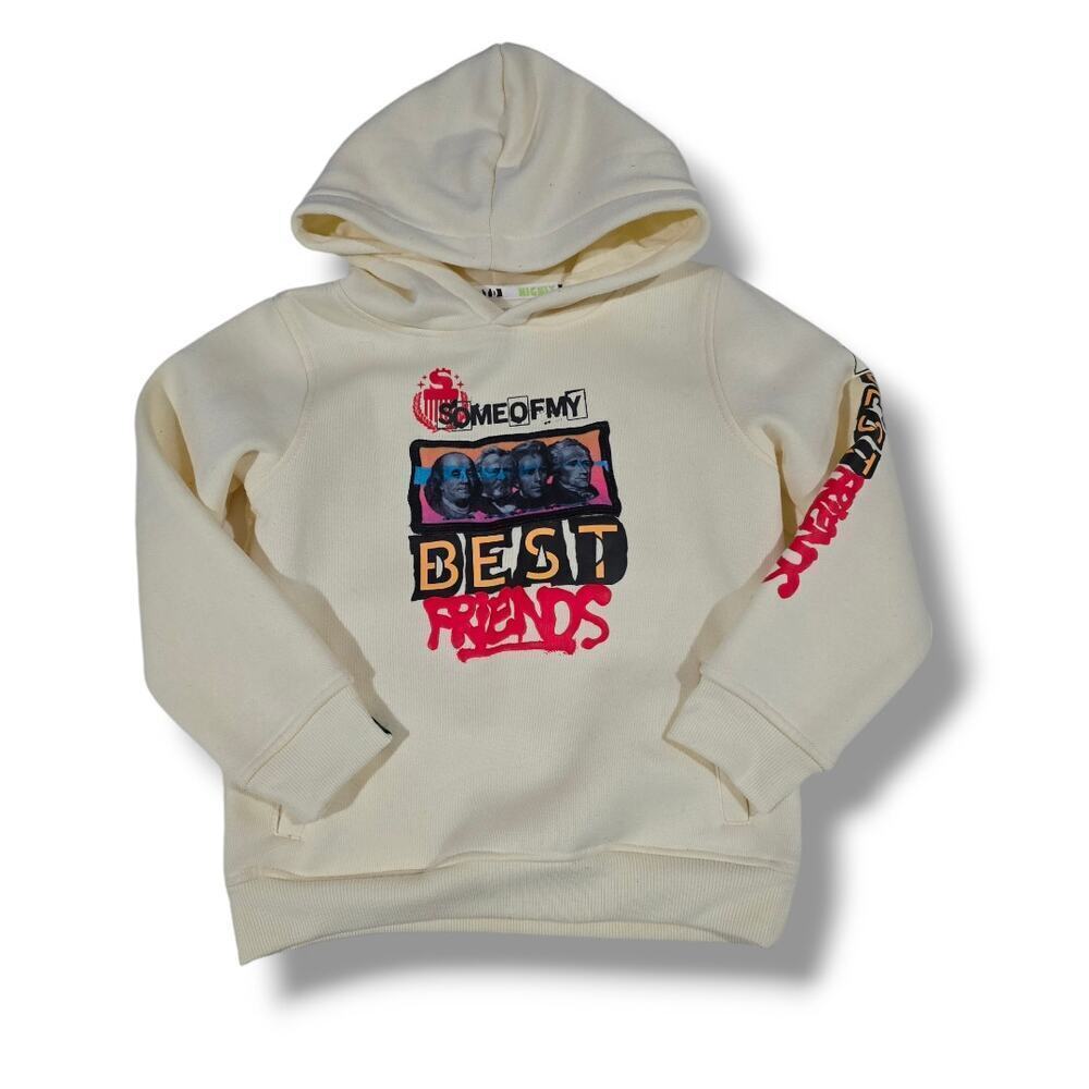 Highly Undrtd Kids Hoodie Cream "Some Of My Best Friends" Graphic – Size 4/5